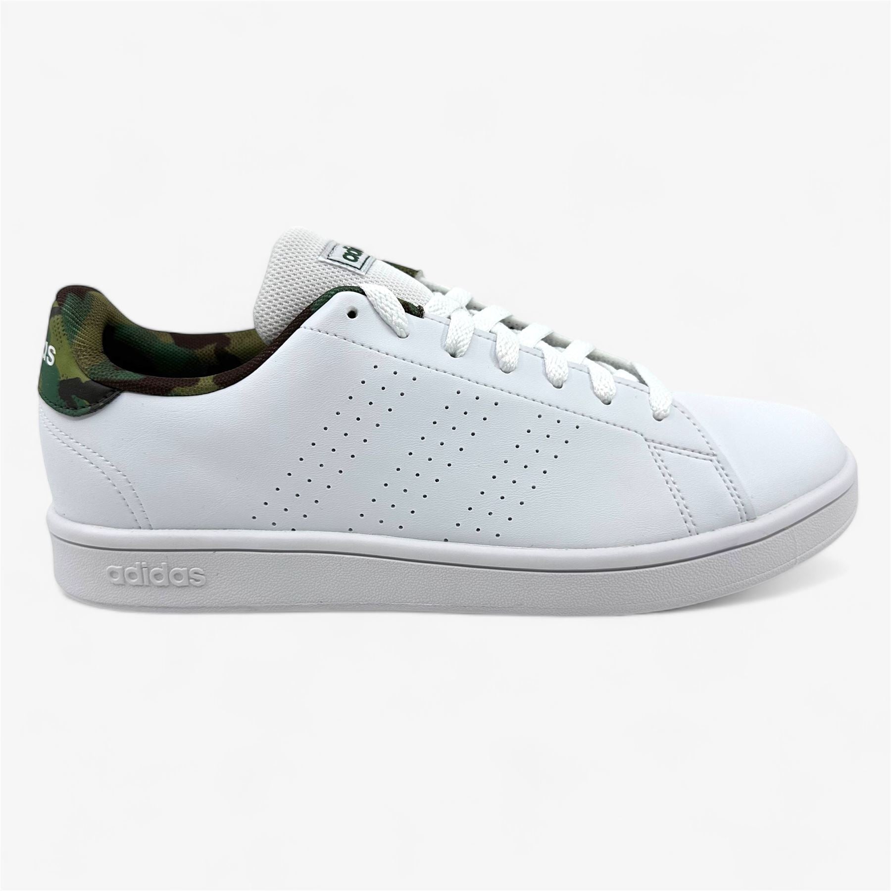 Adidas Advantage Base White Black Camo Mens Athletic Sneaker