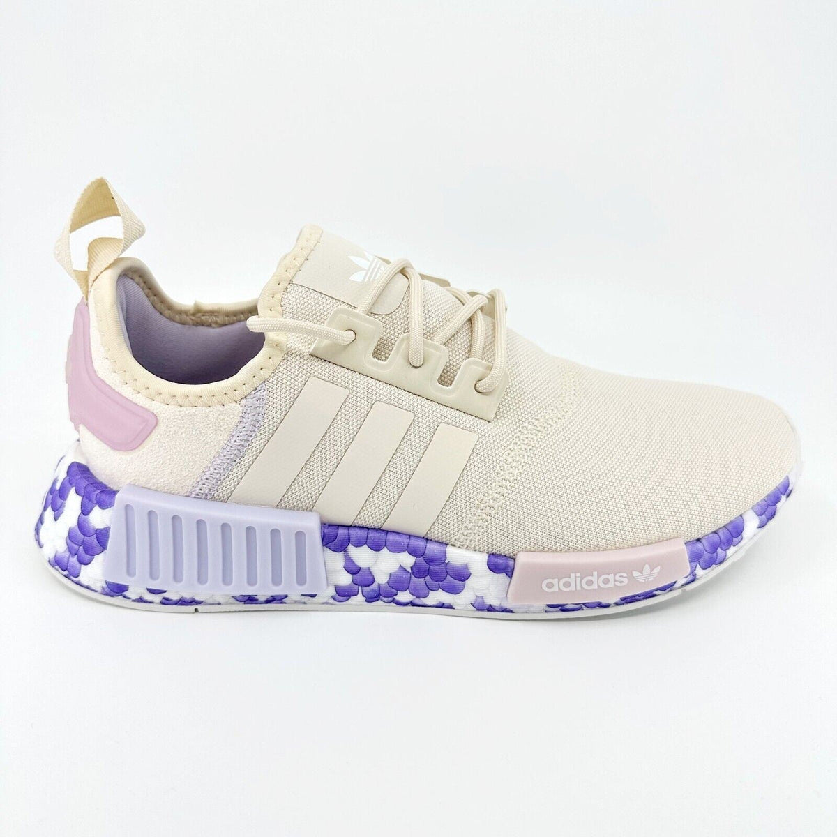 Adidas Originals NMD R1 Wonder White Beige Purple Womens Running Shoes GW5694