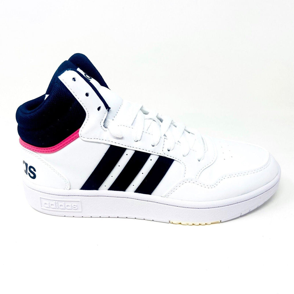 Adidas Hoops 3.0 Mid White Black Womens Leather Basketball Sneakers GW5455
