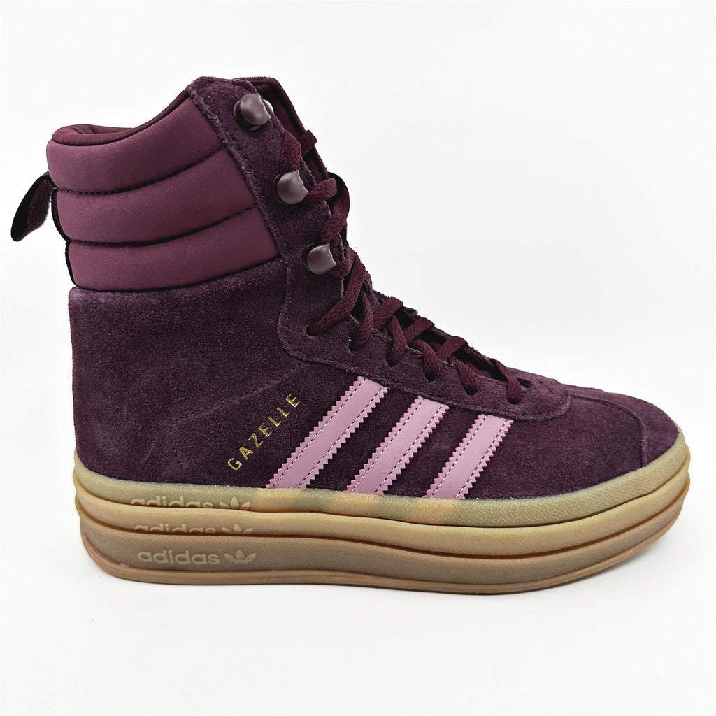 Adidas Gazelle Boot Maroon Wonder Orchid Gold Womens Athletic Sneakers