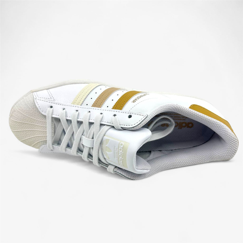 Adidas Superstar White Golden Beige Mens Athletic Sneaker
