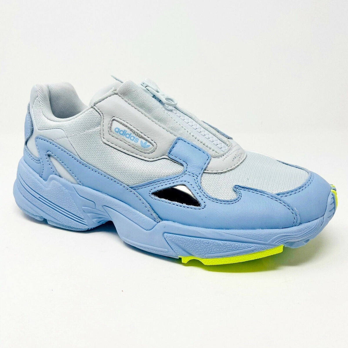 Adidas Originals Falcon Zip Glow Blue Grey Neon Womens Running Trainers EF1969