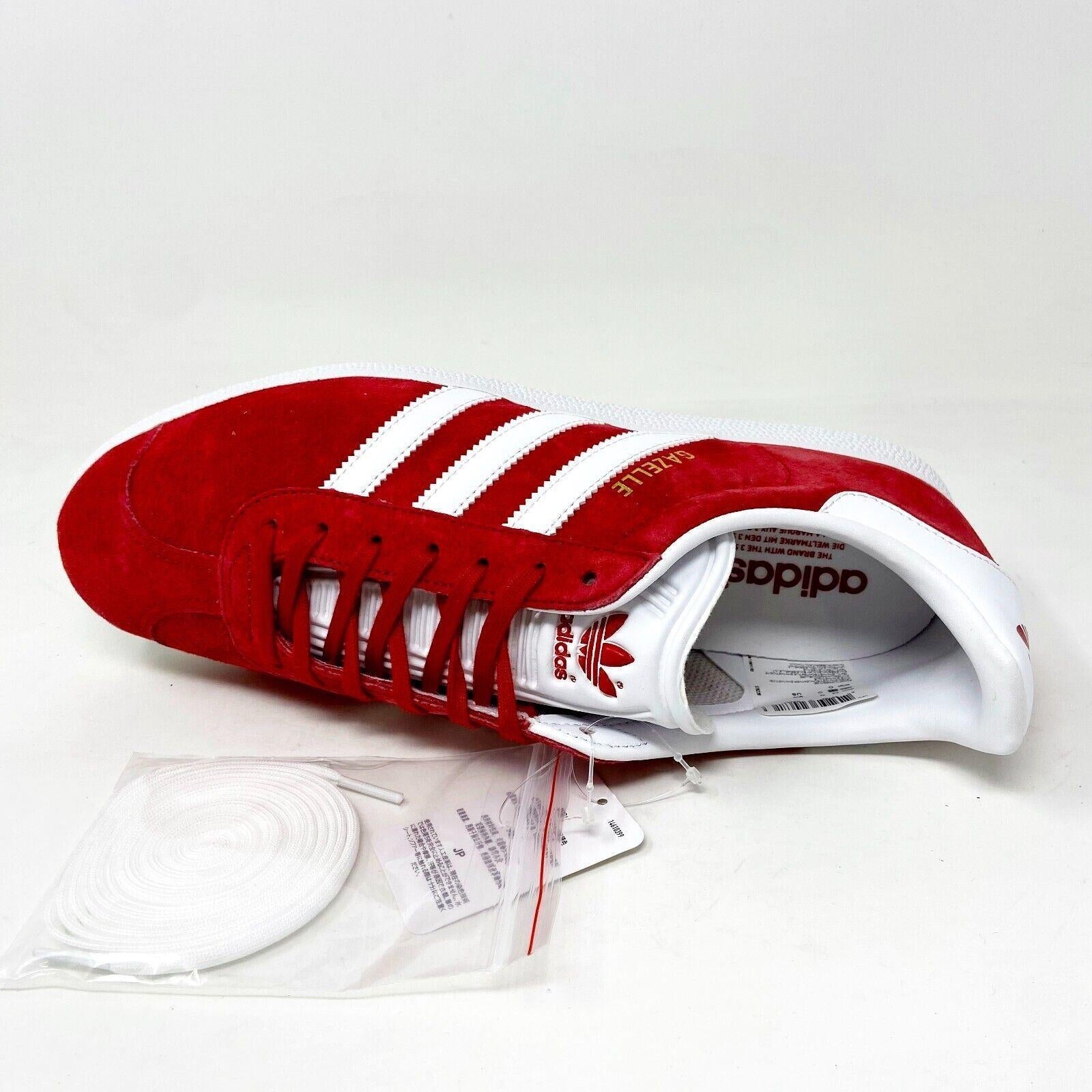 Adidas Gazelle Scarlet Red White Mens Size 9.5 Athletic Sneaker