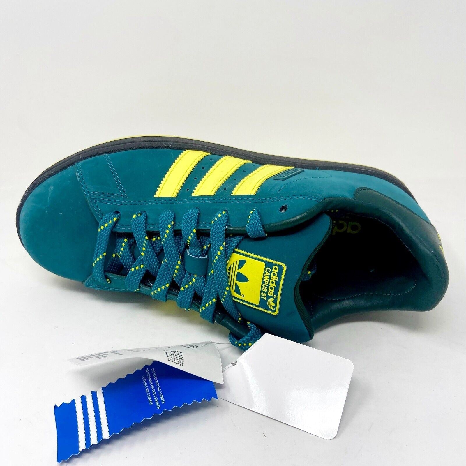 Adidas Originals Campus ST Green Yellow Mens Retro Leather Sneakers 078838