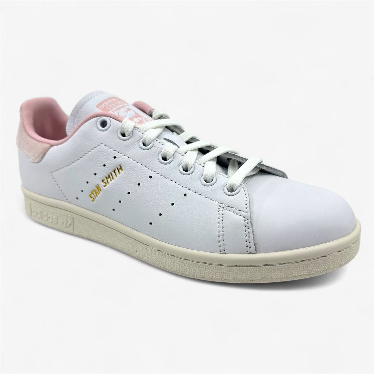 Adidas Stan Smith Cloud White Gold Pink Womens Athletic Sneaker