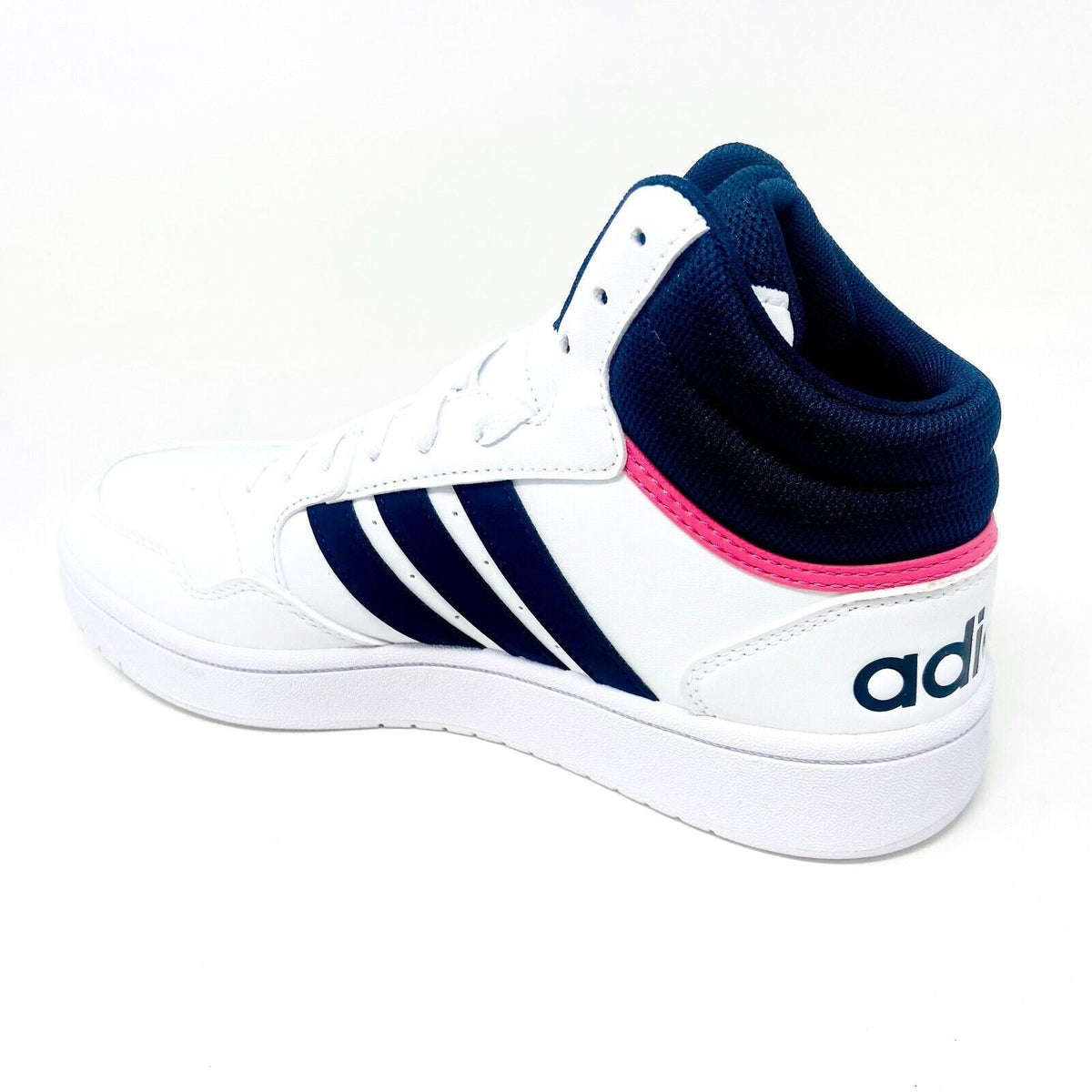 Adidas Hoops 3.0 Mid White Black Womens Leather Basketball Sneakers GW5455