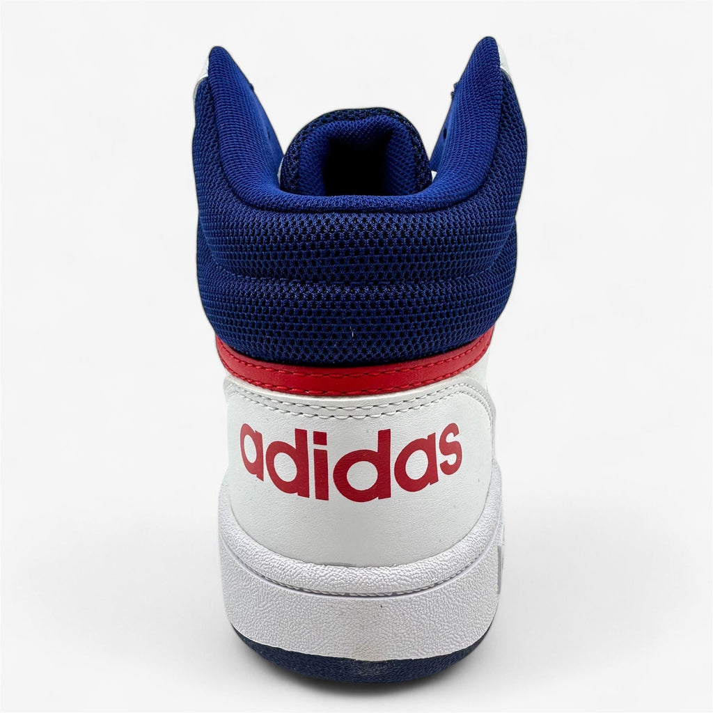 Adidas Hoops 3.0 Mid White Blue Red Kids Athletic Sneaker