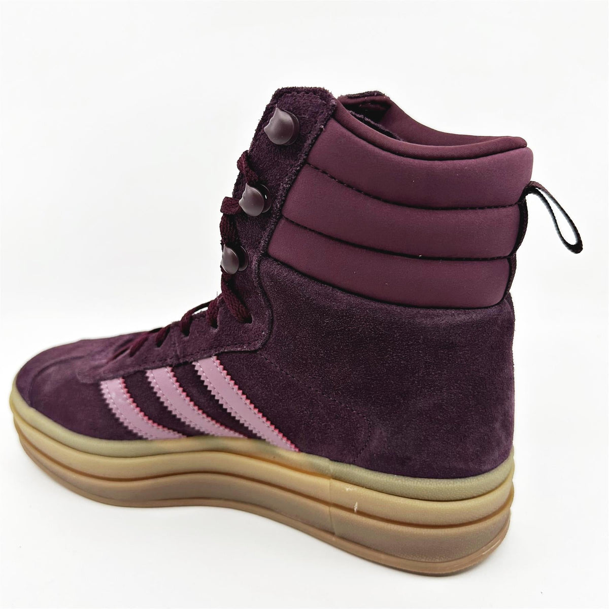 Adidas Gazelle Boot Maroon Wonder Orchid Gold Womens Athletic Sneakers
