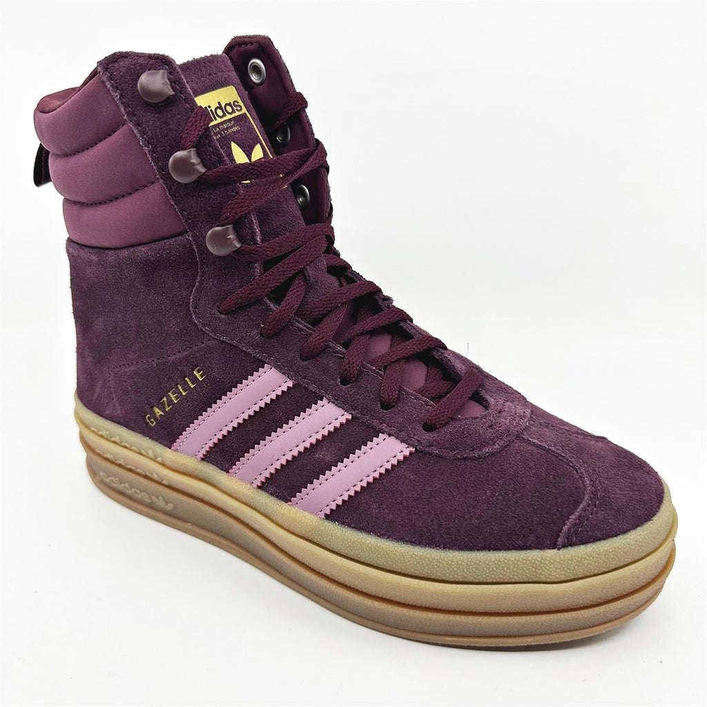 Adidas Gazelle Boot Maroon Wonder Orchid Gold Womens Athletic Sneakers