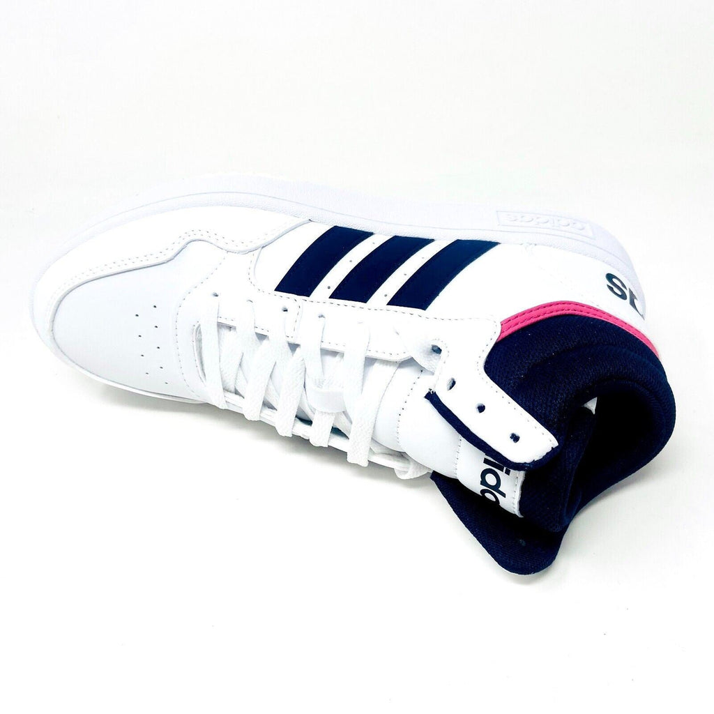 Adidas Hoops 3.0 Mid White Black Womens Leather Basketball Sneakers GW5455