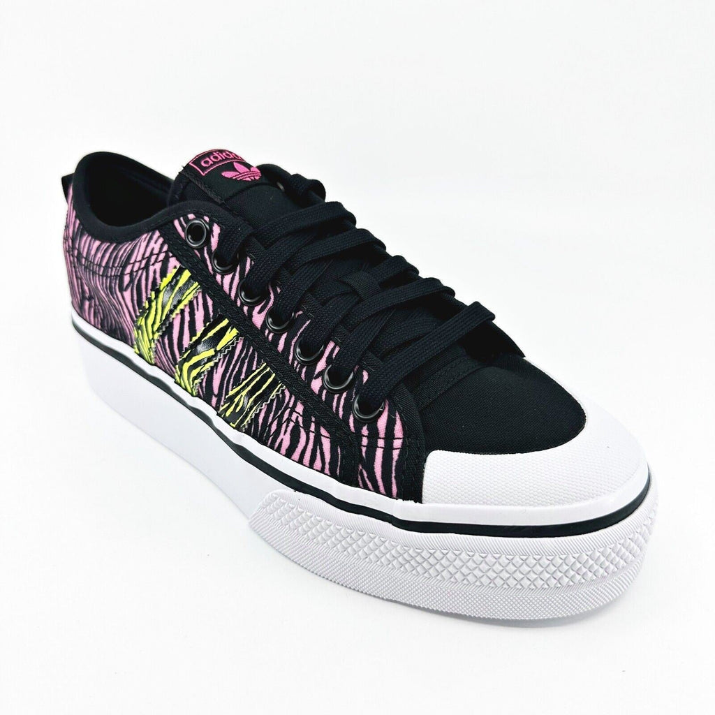 Adidas Originals Nizza Platform Black Yellow Pink Zebra Womens Sneakers IE9626