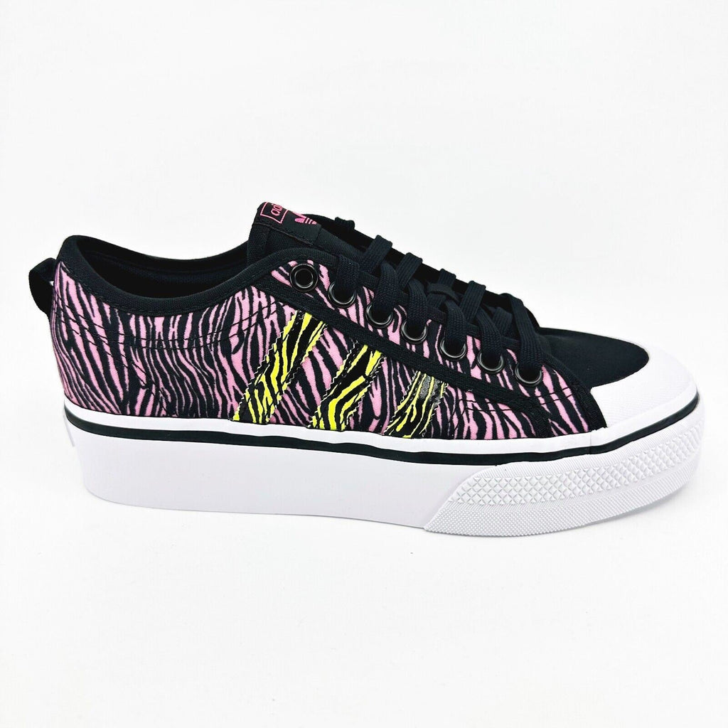 Adidas Originals Nizza Platform Black Yellow Pink Zebra Womens Sneakers IE9626