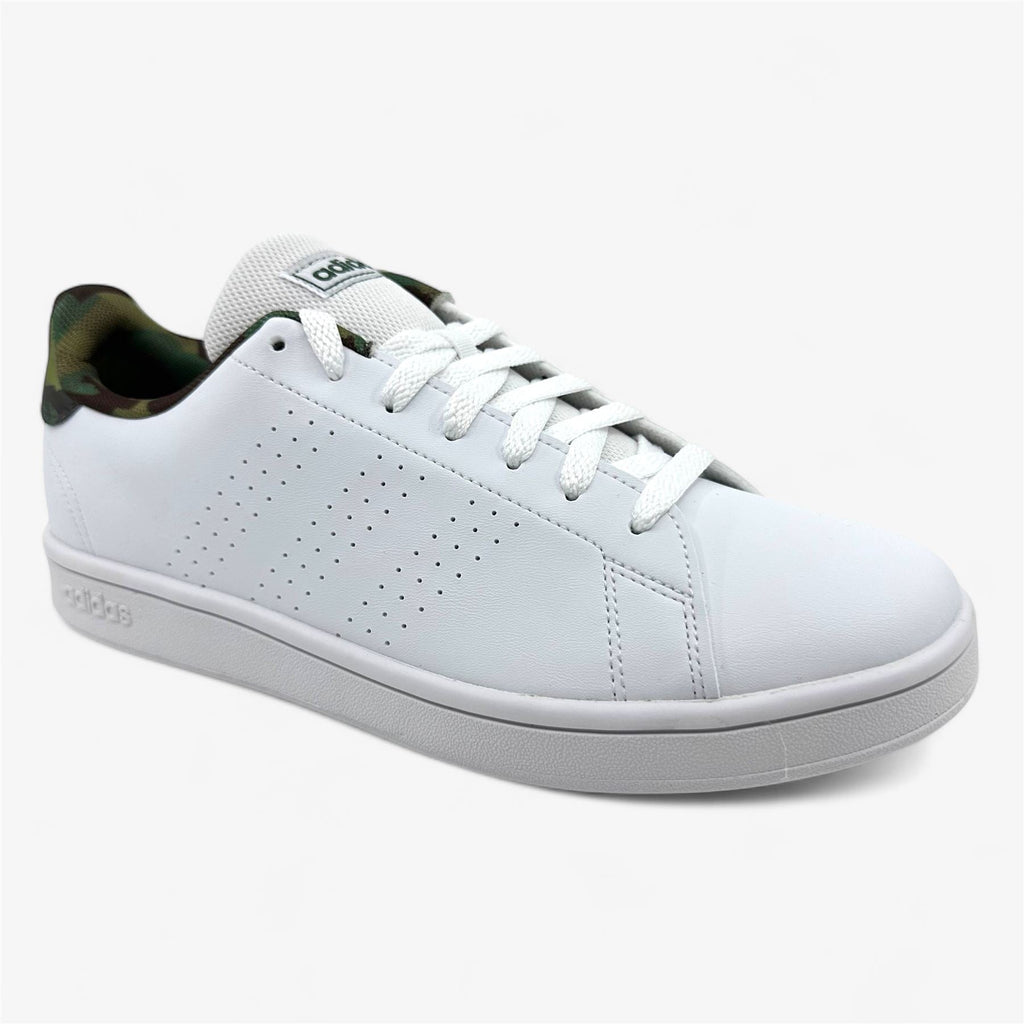 Adidas Advantage Base White Black Camo Mens Athletic Sneaker