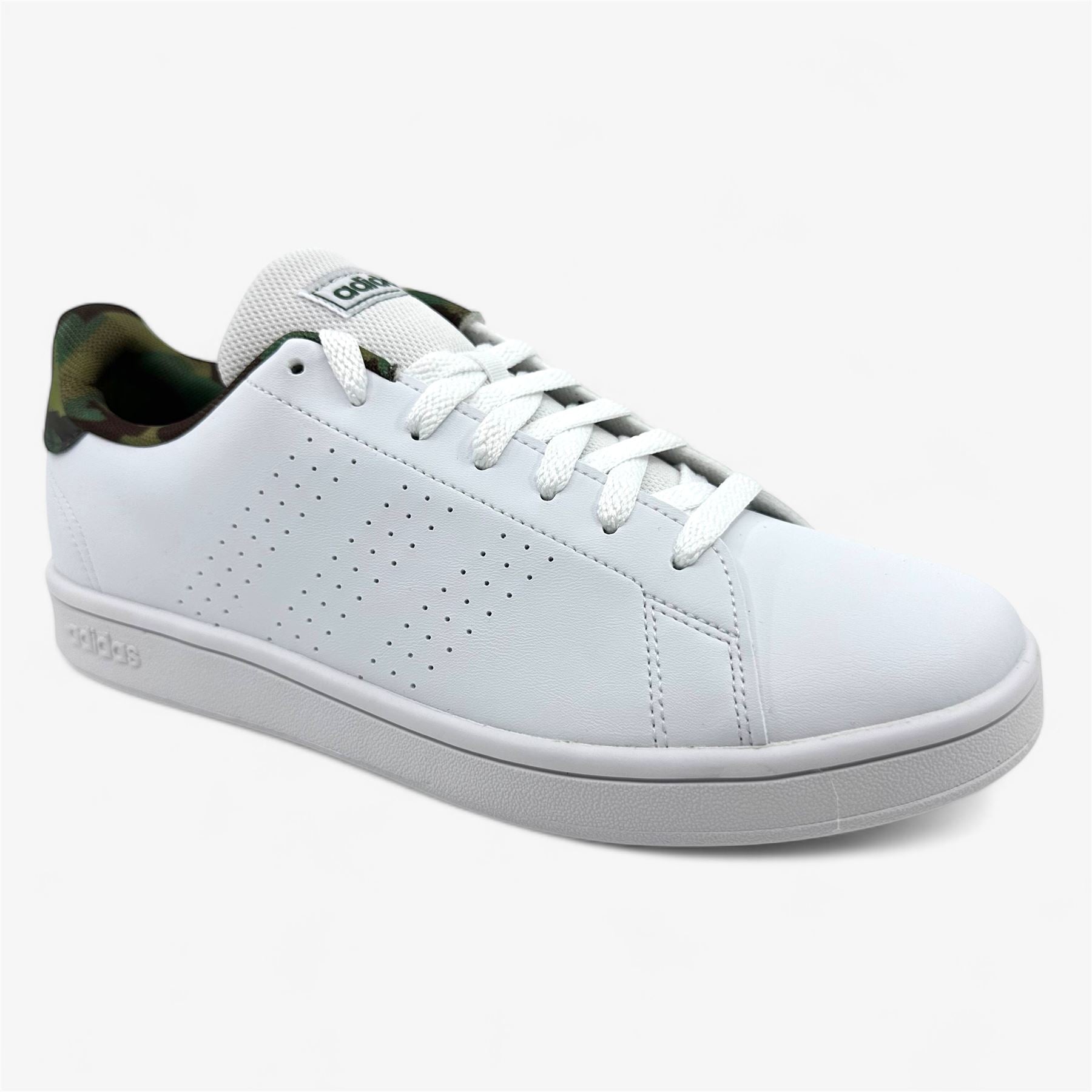 Adidas Advantage Base White Black Camo Mens Athletic Sneaker