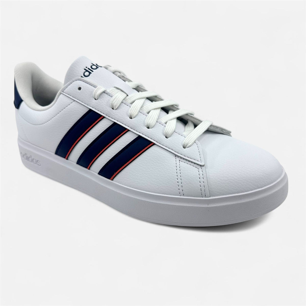Adidas Grand Court 2.0 White Dark Blue Preloved Scarlet Mens Athletic Sneaker