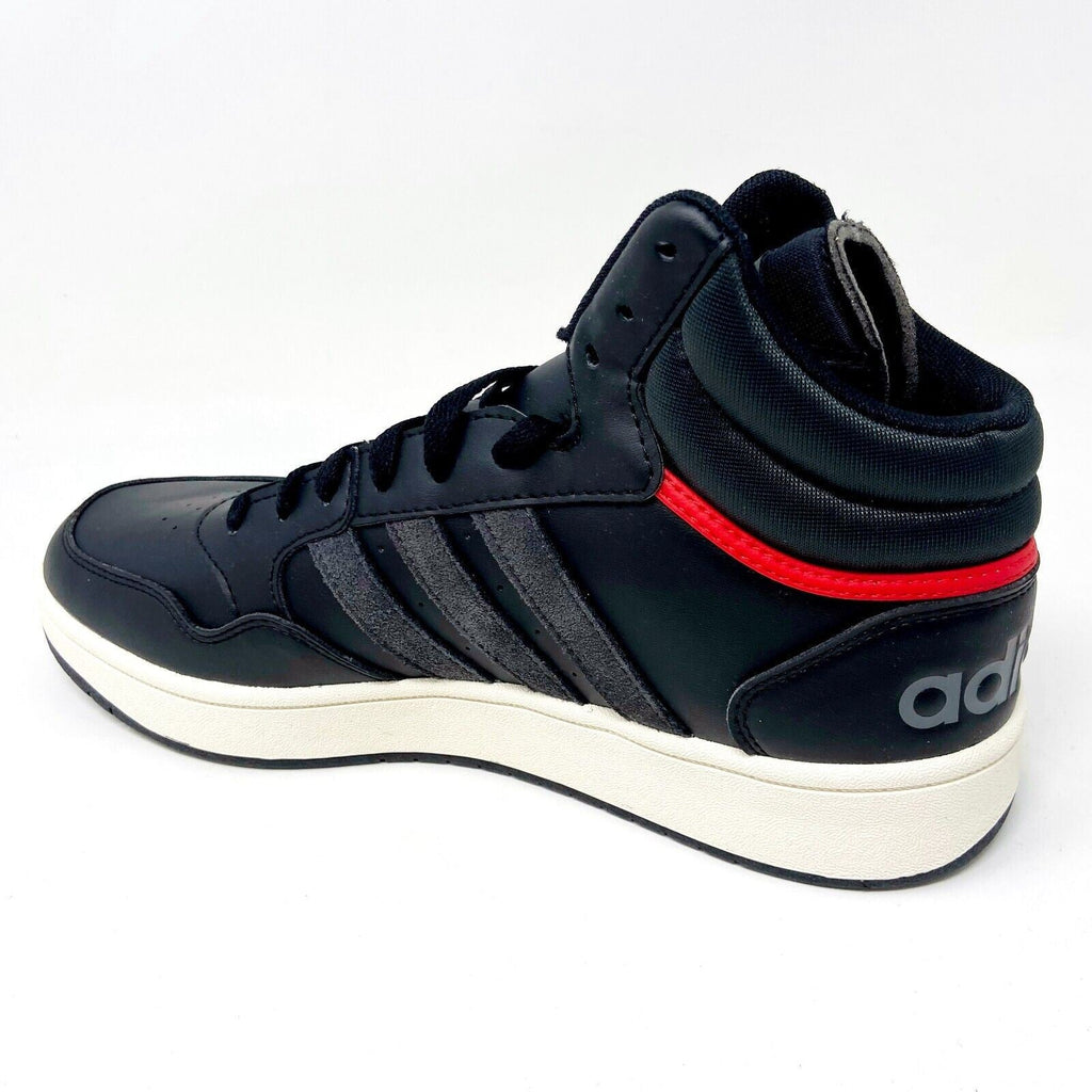 Adidas Hoops 3.0 Mid Black White Red Mens Leather Basketball Sneakers GZ1344