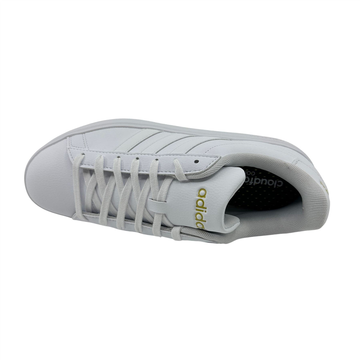 Adidas Grand Court 2.0 Cloud White Gold Metallic Womens Sneaker