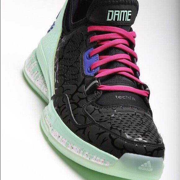 Adidas Damian Lillard 1 Night of Ballin Dead Black Mens Basketball Sneakers DS
