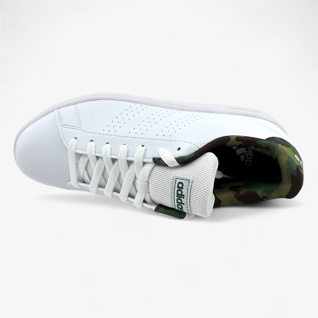Adidas Advantage Base White Black Camo Mens Athletic Sneaker