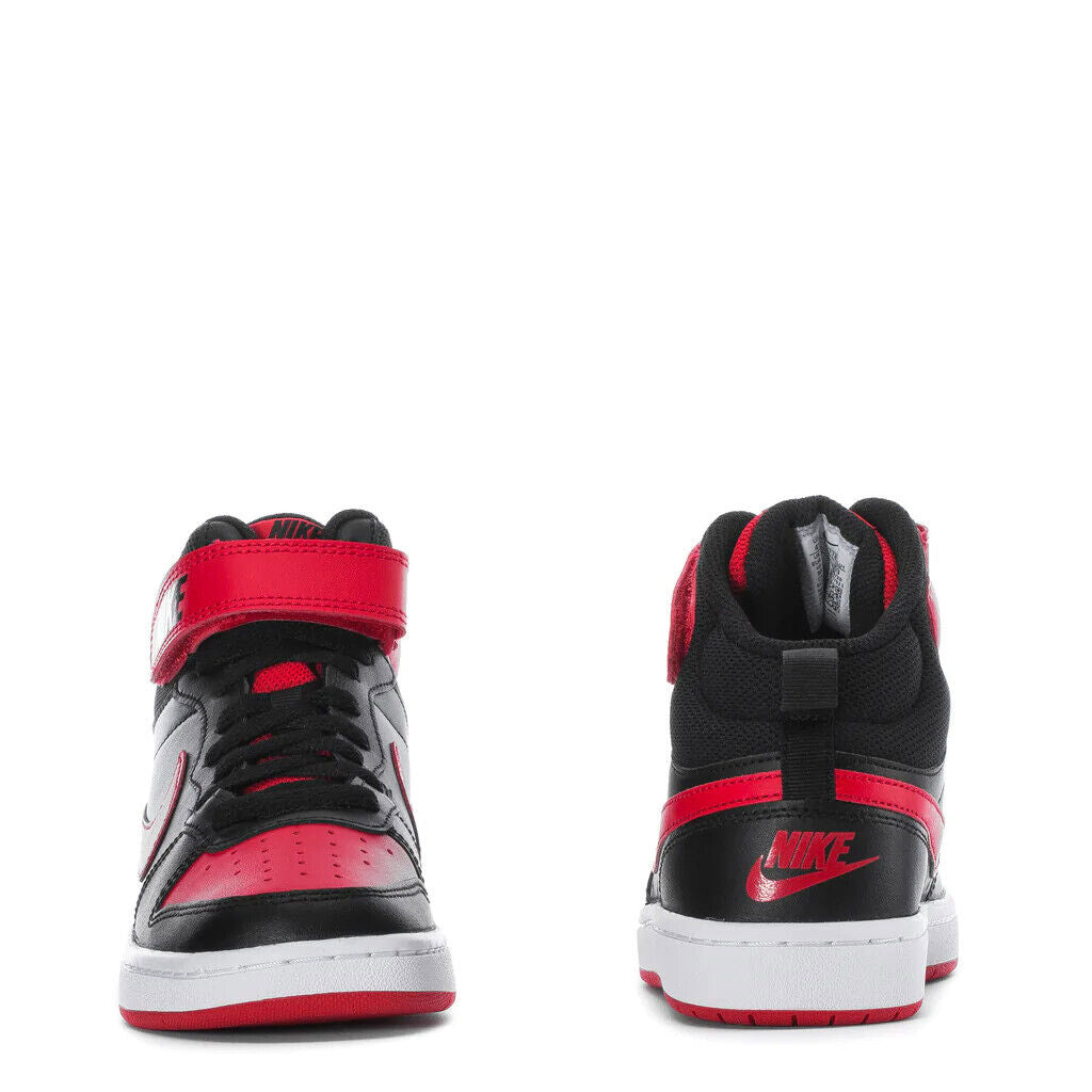 Big Kid's Nike Court Borough Mid 2 Black/University Red-Wht (CD7782 003)
