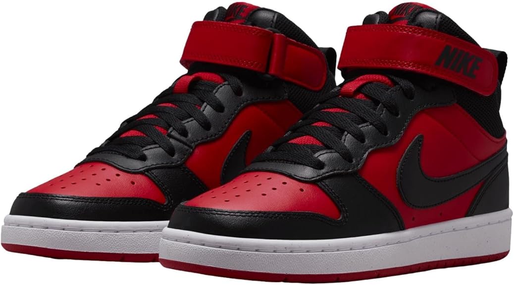Big Kid's Nike Court Borough Mid 2 University Red/Blk-White (CD7782 602)