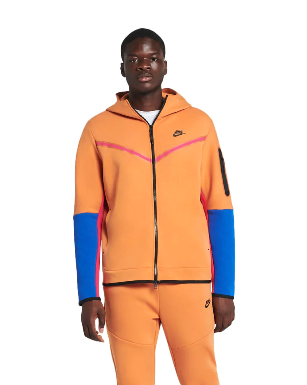 Men's Nike Sportswear Hot Curry/Pnk/Blu/Blck Tech Fleece Full-Zip Hoodie