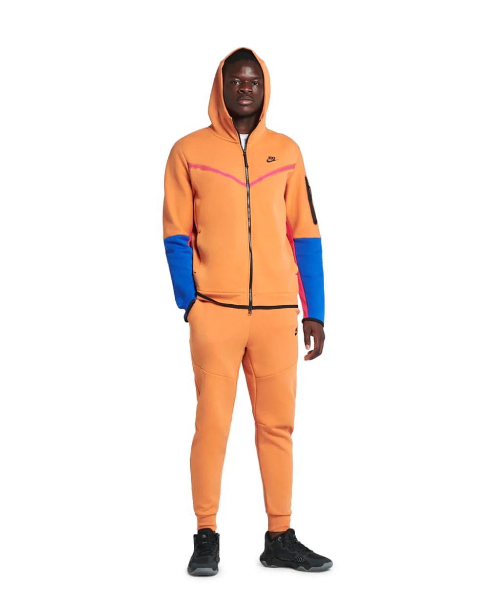 Men's Nike Sportswear Hot Curry/Pnk/Blu/Blck Tech Fleece Full-Zip Hoodie