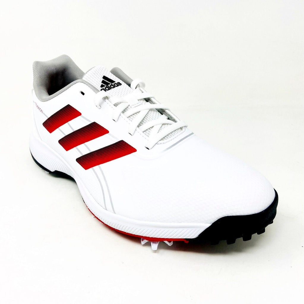 Adidas Traxion Lite Max White Black Red Mens Wide Waterproof Golf Shoes GV9674