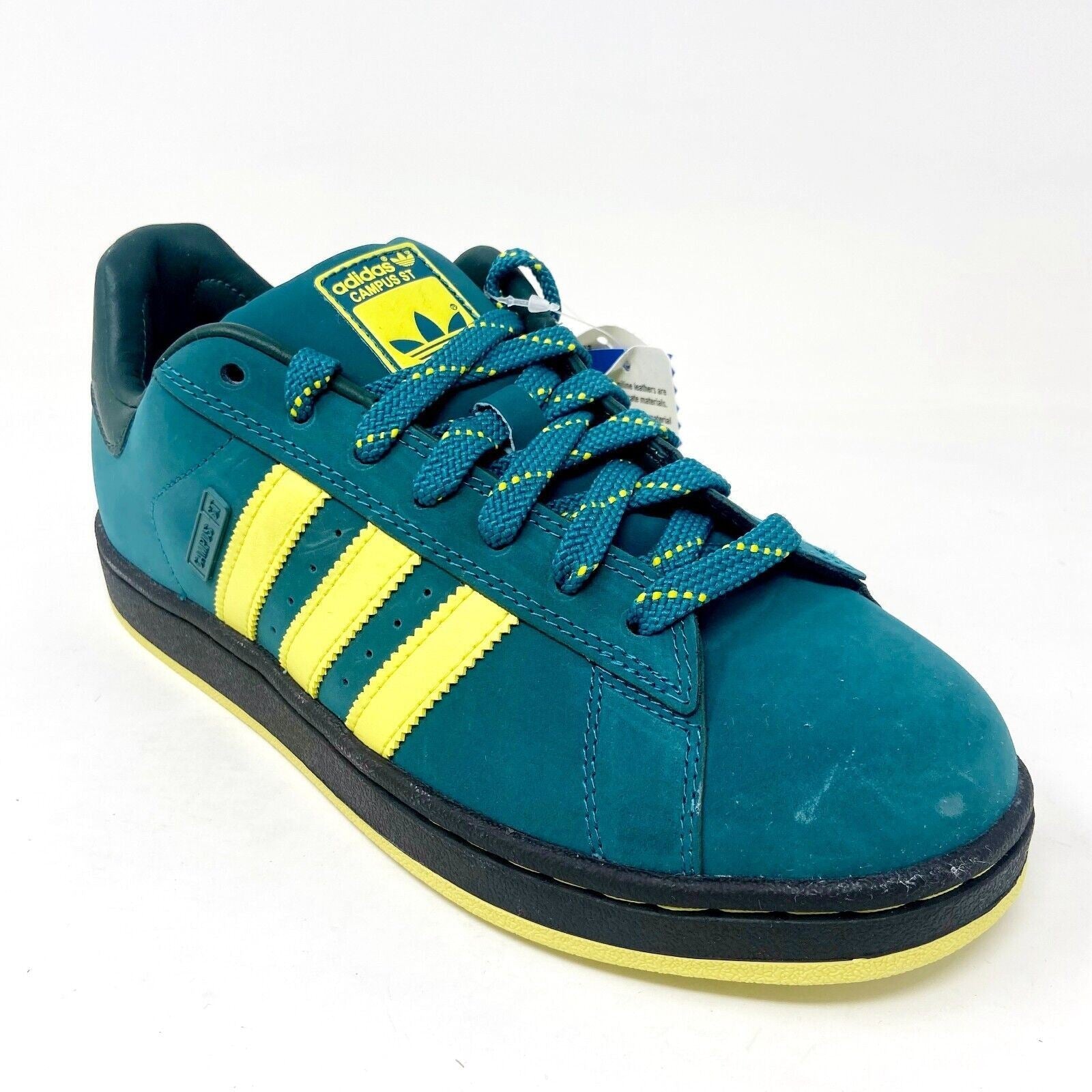 Adidas Originals Campus ST Green Yellow Mens Retro Leather Sneakers 078838