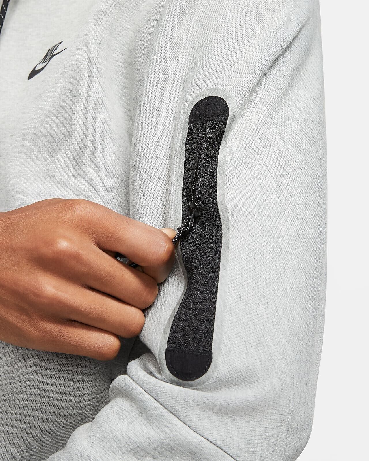 Men's Nike Sportswear Heather Gray/Black Tech Fleece Pullover Hoodie
