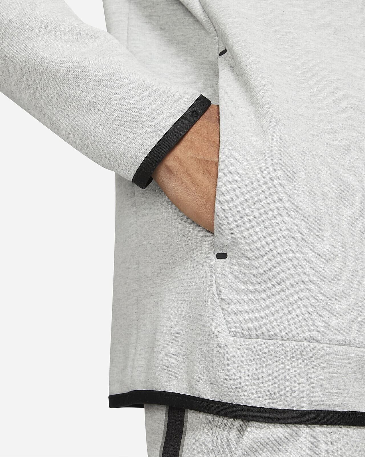 Men's Nike Sportswear Heather Gray/Black Tech Fleece Pullover Hoodie
