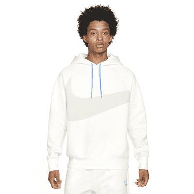 Men's Nike White/Gray Sportswear Swoosh Tech Fleece Pullover Hoodie