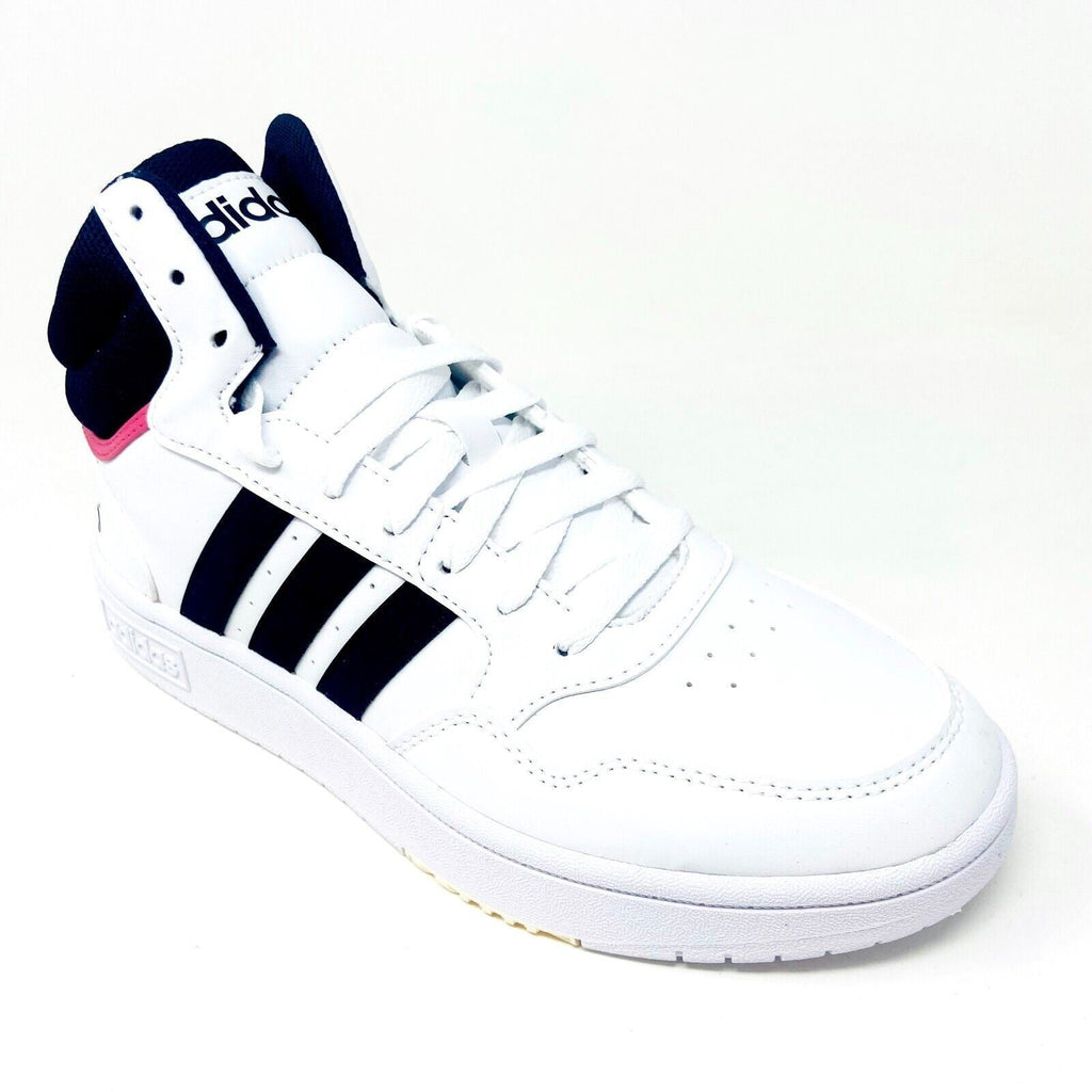 Adidas Hoops 3.0 Mid White Black Womens Leather Basketball Sneakers GW5455