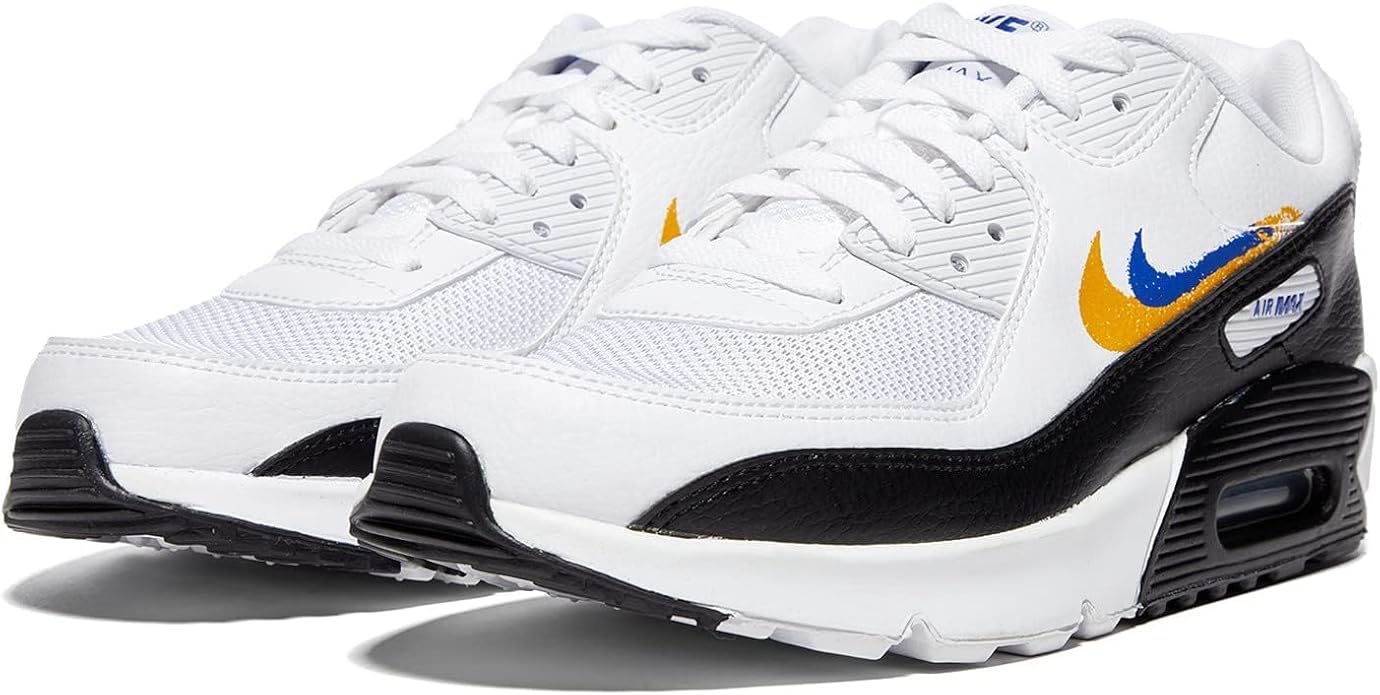 Big Kid's Nike Air Max 90 GS NN White/Deep Royal Blue (FJ4592 100)