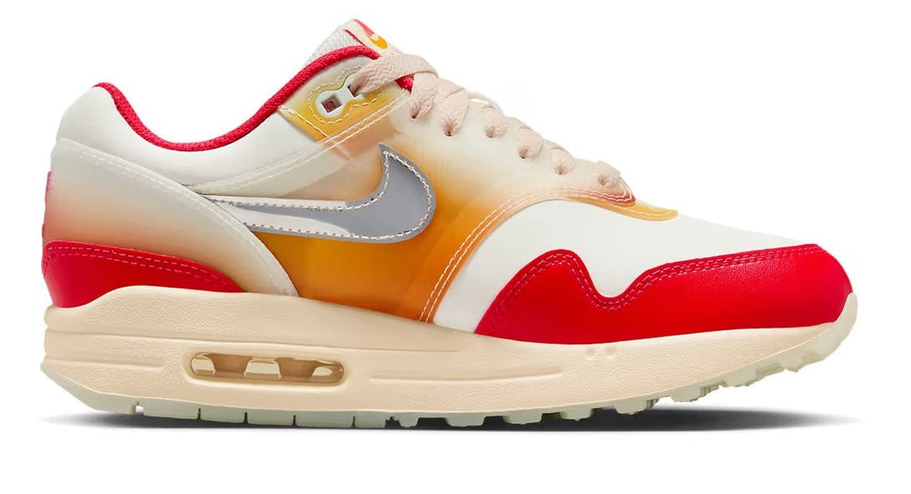 Women's Nike Air Max 1 '87 PRM Sail/Metallic Slvr-Siren Red (FN7683 133)