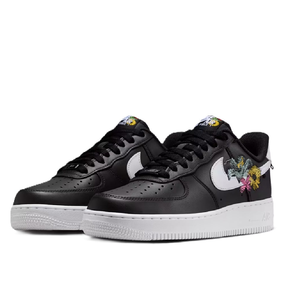 Women's Nike Air Force 1 '07 PRM 'Flowers' Blk/Wht-Mtlc Gold (IB6644 001)