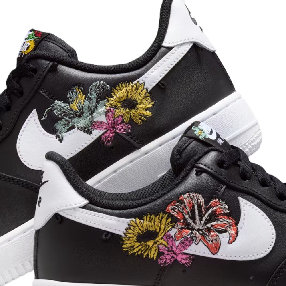 Women's Nike Air Force 1 '07 PRM 'Flowers' Blk/Wht-Mtlc Gold (IB6644 001)