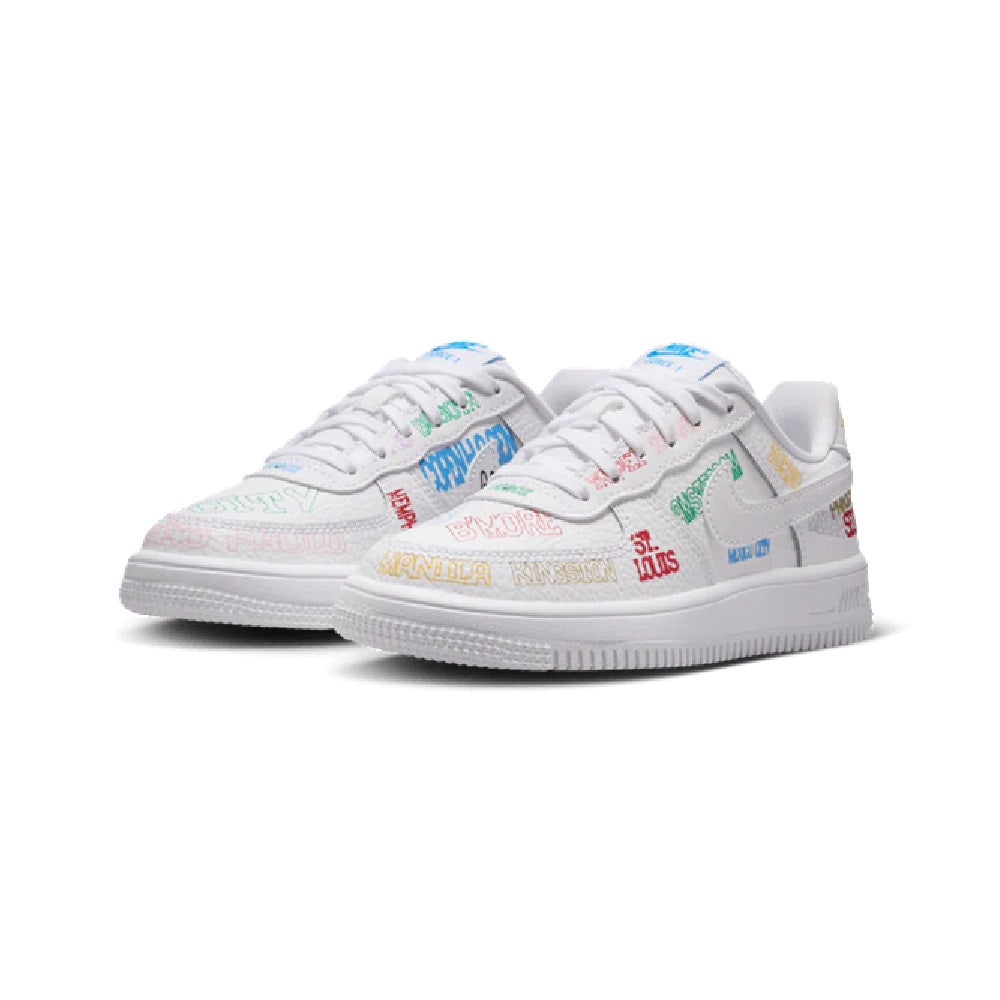 Little Kid's Nike Force 1 Low LV8 3 "World Tour" White/White (IO9733 100)