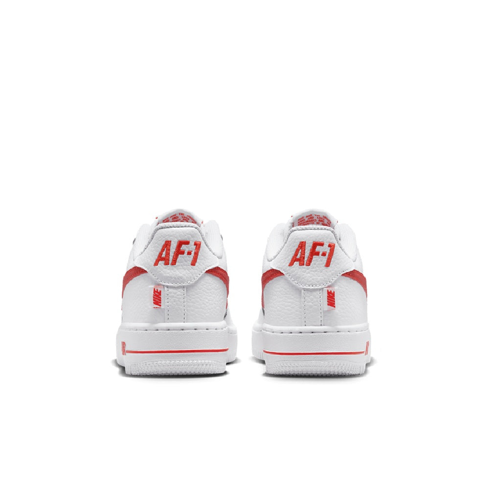 Big Kid's Nike Force 1 Low Js White/Picante Red-White (IR0270 102)