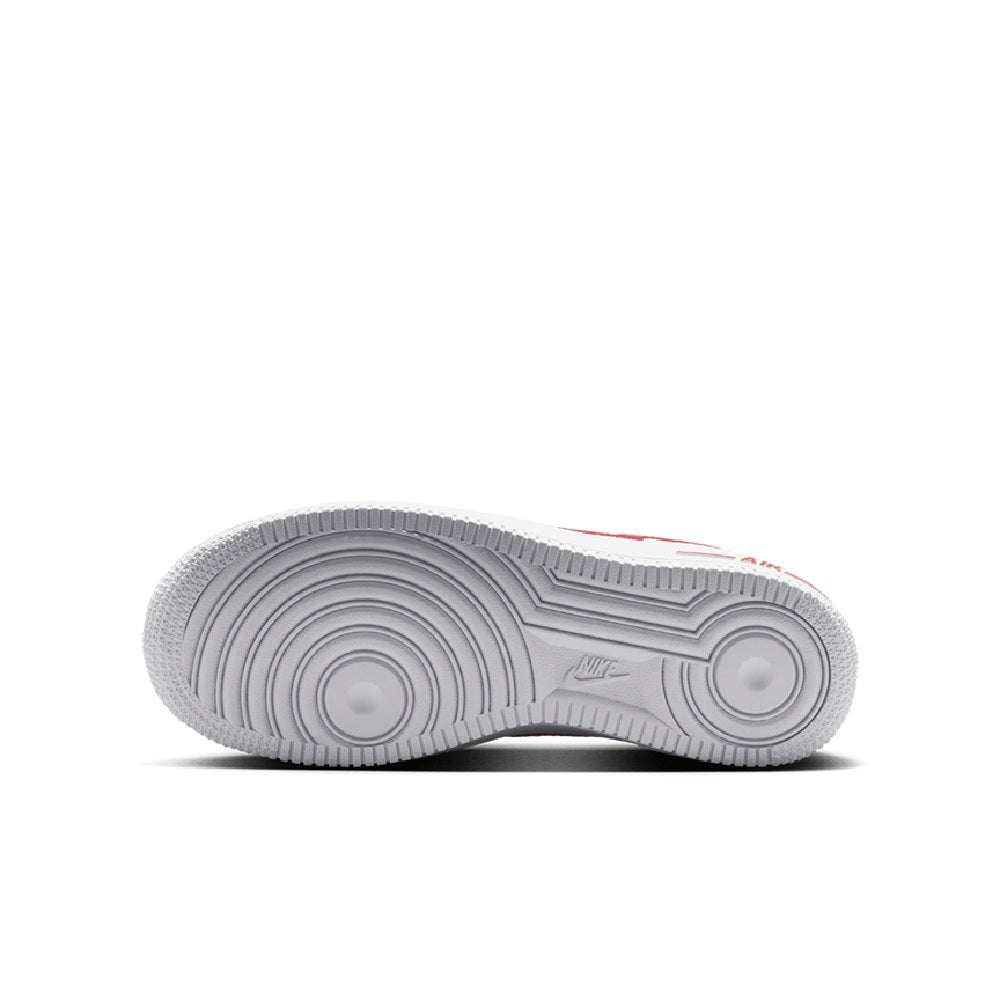 Big Kid's Nike Force 1 Low Js White/Picante Red-White (IR0270 102)