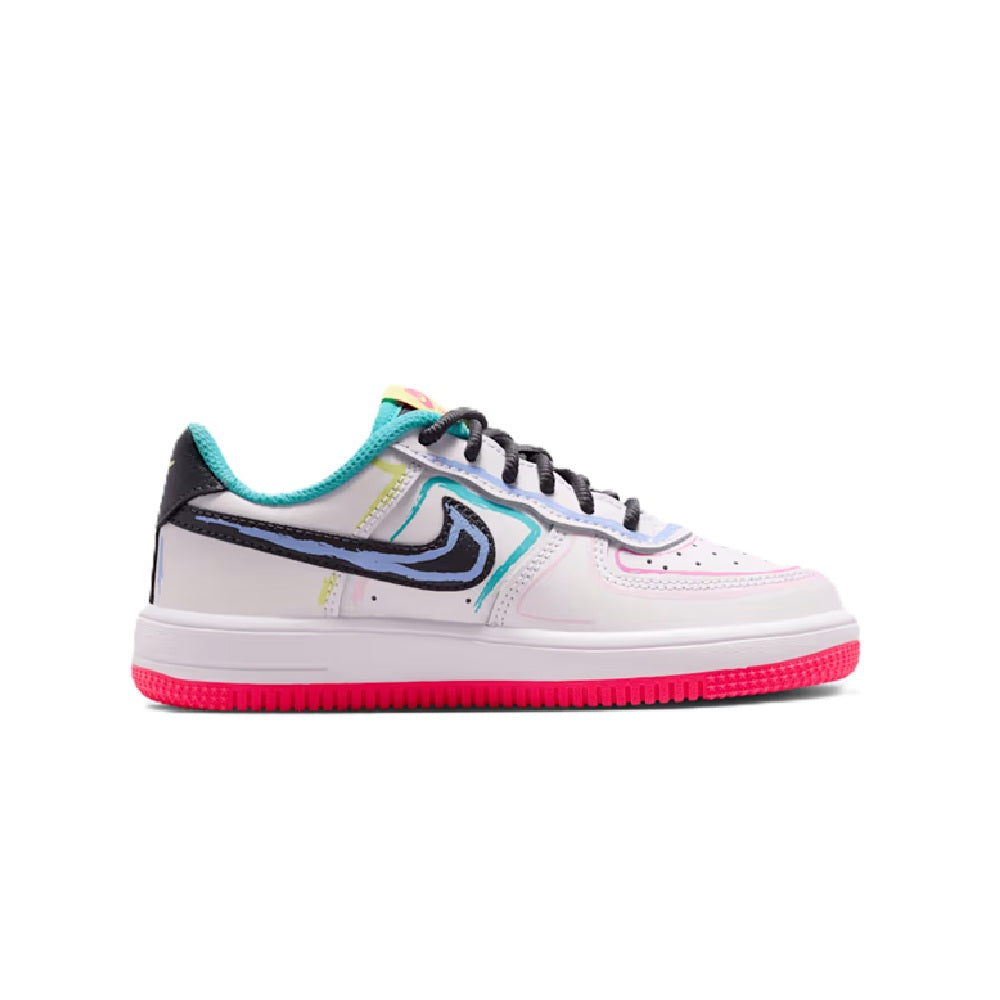Little Kid's Nike Force 1 Low BP Lace White/Anthracite-Pink (IR1821 100)