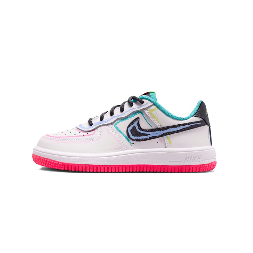 Little Kid's Nike Force 1 Low BP Lace White/Anthracite-Pink (IR1821 100)