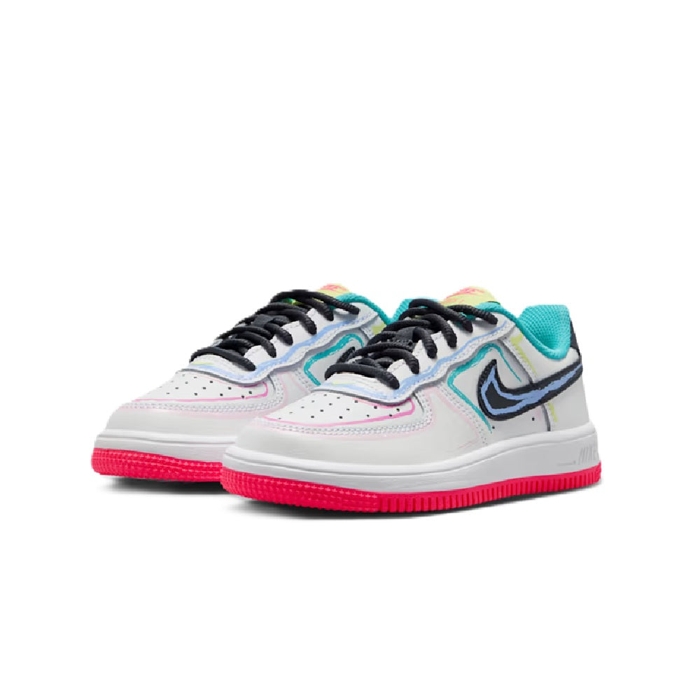 Little Kid's Nike Force 1 Low BP Lace White/Anthracite-Pink (IR1821 100)