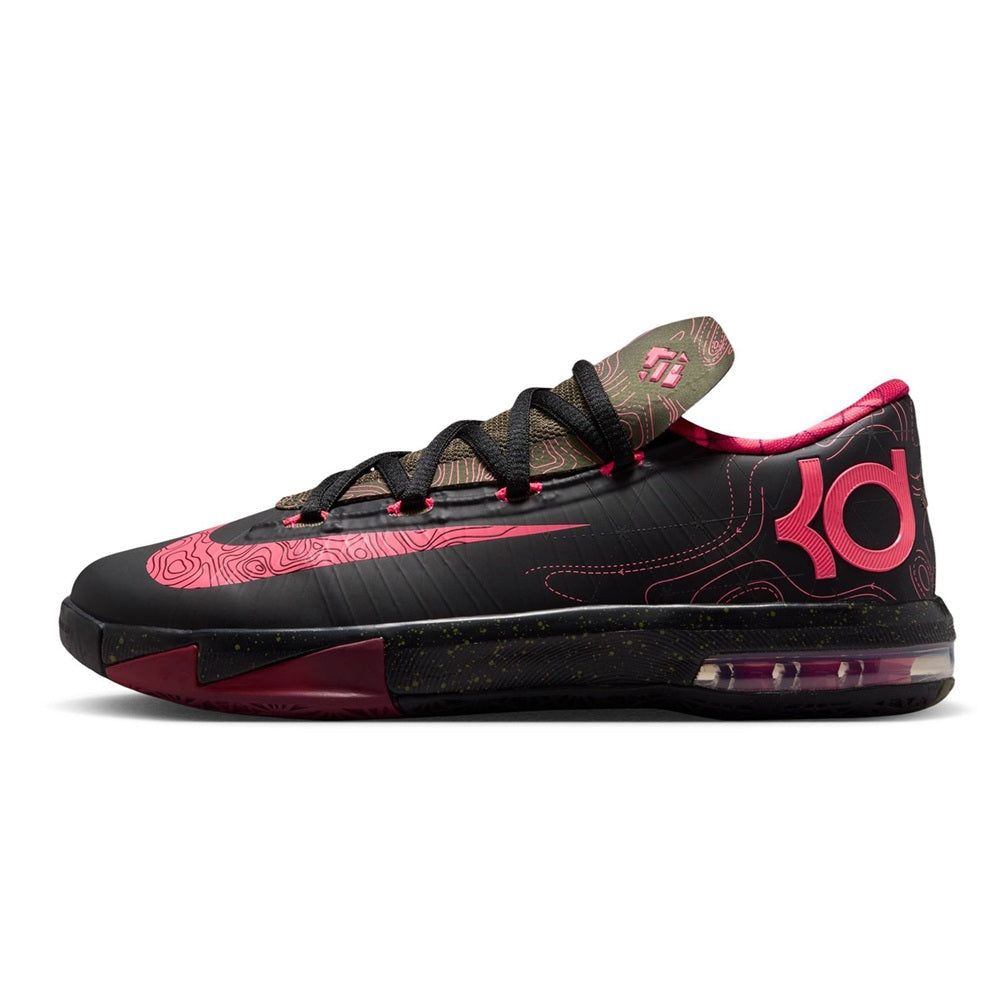 Big Kid's Nike KD VI "Meteorology" Blk/Atomic Red-Med Olive (IU1287 001)