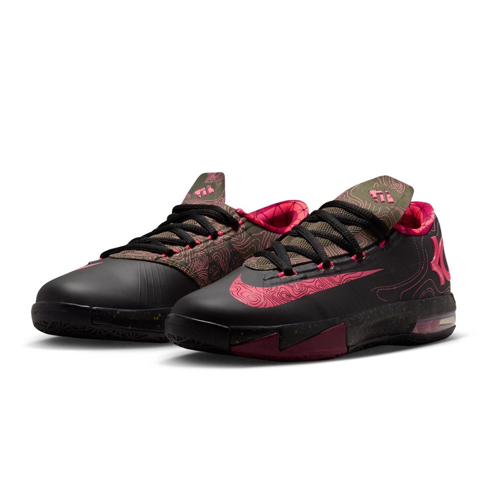 Big Kid's Nike KD VI "Meteorology" Blk/Atomic Red-Med Olive (IU1287 001)
